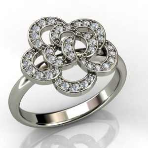 Diamond White Gold Blossom Ring