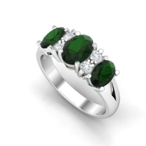 Floral Pattern Ring with three oval stones