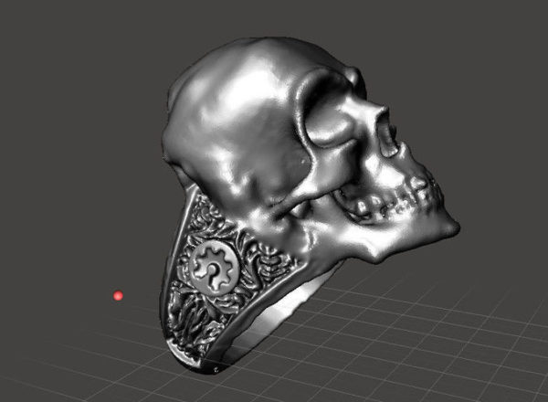 Skull Ring with Maker Emblem on band