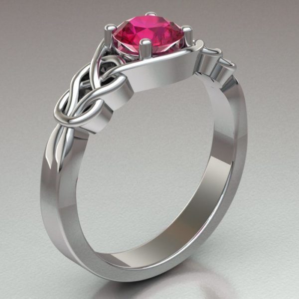 Braided Ring with round cut ruby