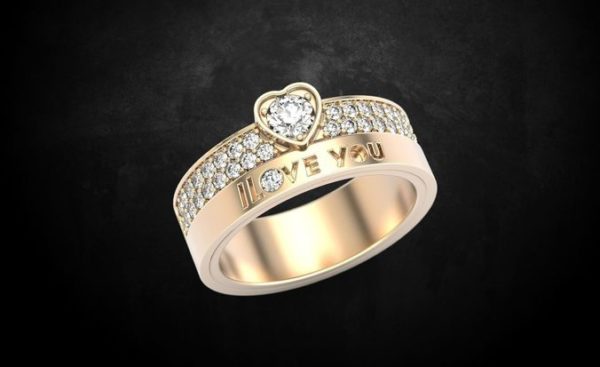 "I Love You" ring with heart