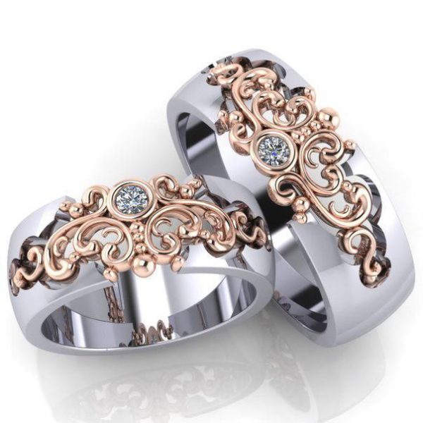 Solitaire Wedding Bands with Scrollwork