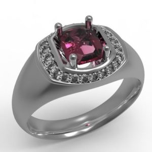 Wedding Ring with Emerald Cut Stone