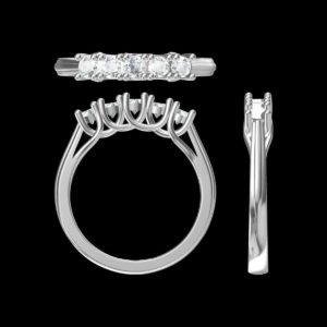 Five Diamond Interwoven Engagement Ring