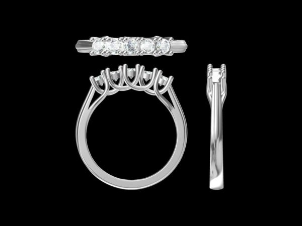 Five Diamond Interwoven Engagement Ring