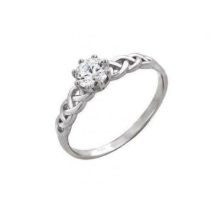 Solitaire braided engagement ring