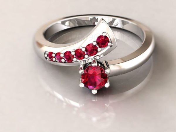 Dinner ring with six rubies