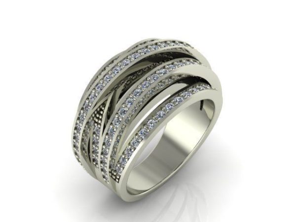 18K White Gold Multi-Band Diamond Fashion Ring