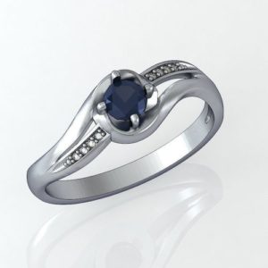 Sapphire and diamond swirl ring