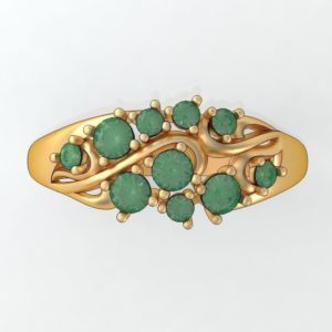 Dinner ring with ten emeralds
