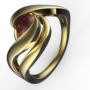 Freeform Swirl Solitaire Ring