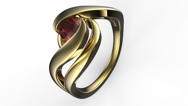 Freeform Swirl Solitaire Ring
