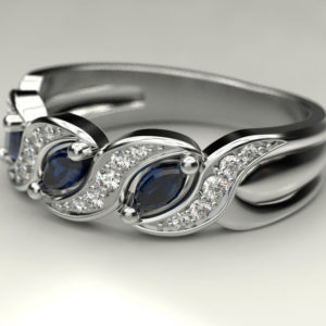 Ring with three marquise cut stones