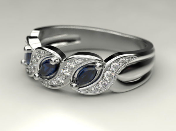 Ring with three marquise cut stones