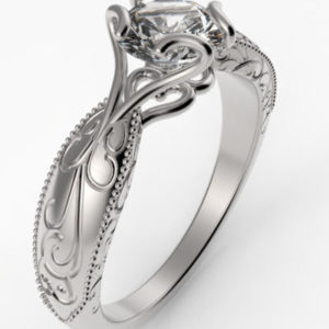 Vintage Claw Pattern Engagement Ring