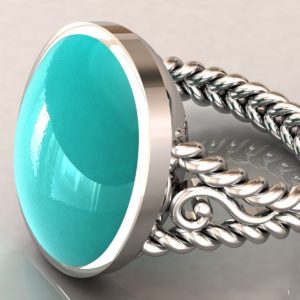 Dual Spiral Amethyst Cabochon Ring