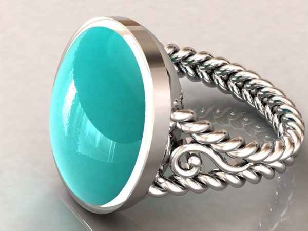 Dual Spiral Amethyst Cabochon Ring