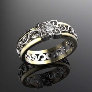 Filigree Heart Diamond Ring
