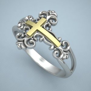 Cross Ring with scrollwork