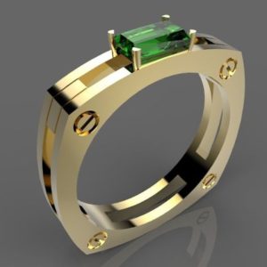 Industrial Style Ring with Single Stone