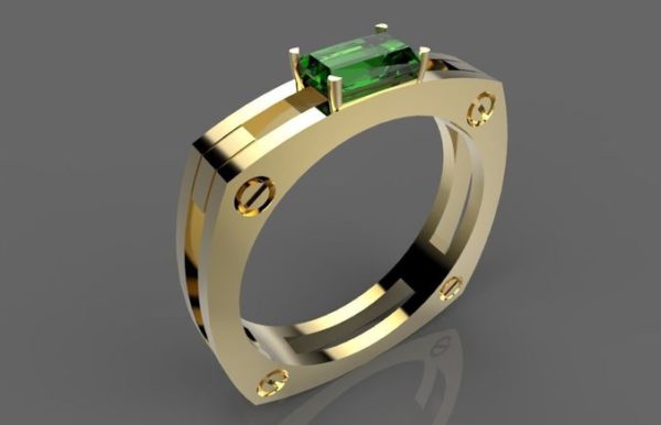 Industrial Style Ring with Single Stone