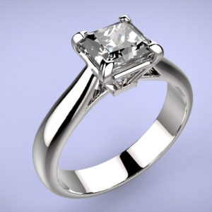 Square Cut Solitaire Engagement Ring