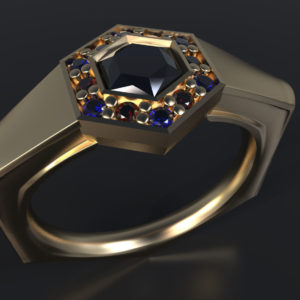 Hexagonal Halo Style Ring