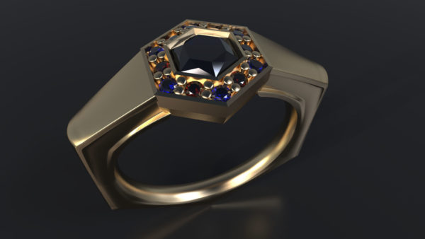 Hexagonal Halo Style Ring