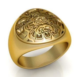 Mayan Motif Gold Ring