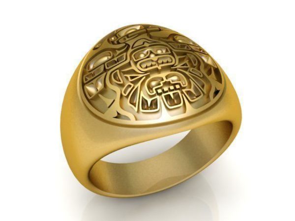 Mayan Motif Gold Ring