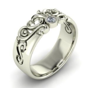Vintage Style Scrollwork Filigree Diamond Engagement Ring