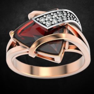 Freeform Ruby and Diamond Ring