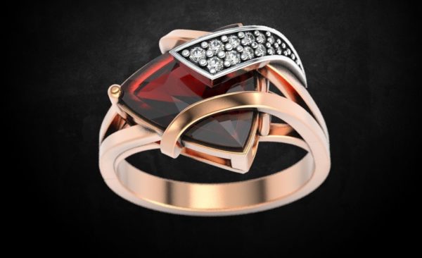 Freeform Ruby and Diamond Ring