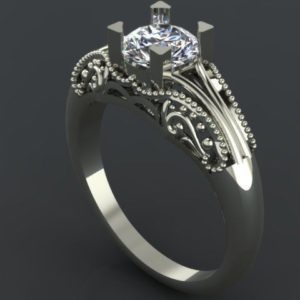 Vintage Look Prong Set Diamond Ring