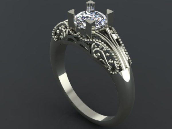 Vintage Look Prong Set Diamond Ring