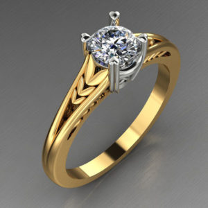 Heart Motif Solitaire Engagement Ring