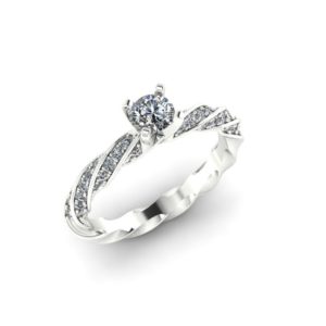 Spiral Band Diamond Engagement Ring