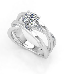 Multiband Diamond Solitaire Engagement Ring