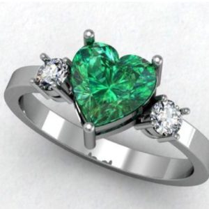 Heart Shaped Three Stone Engagement Ring