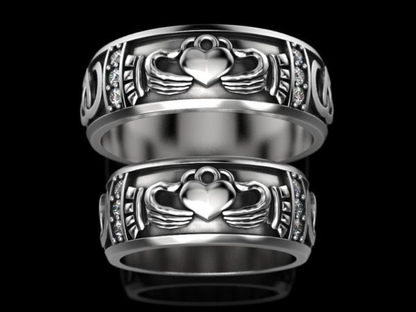 Heart Pattern Wedding Bands