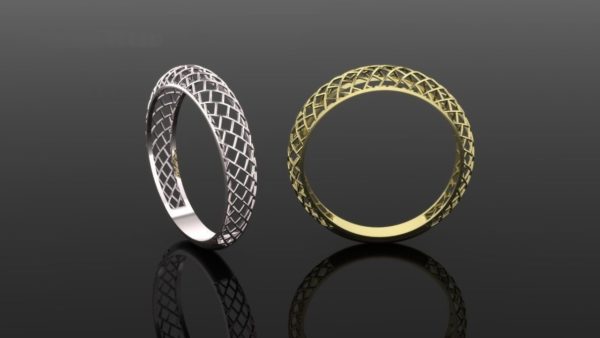 Open Grid Pattern Wedding Bands