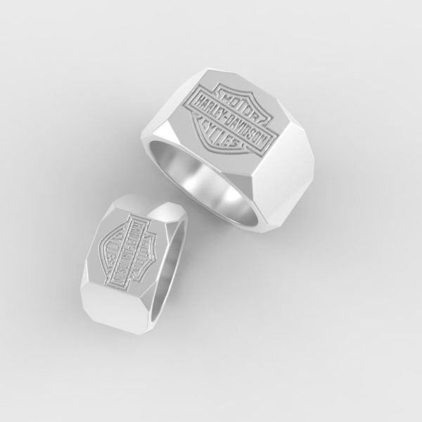 Hex Nut Style Harley Davidson Wedding Ring Set