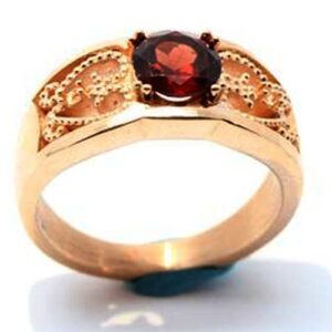 Ruby Ring with Heart Scrollwork